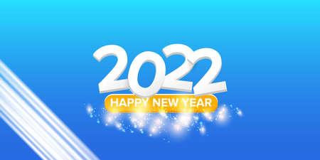 2022 Happy new year creative design horizontal banner background and greeting card with text. vector...
