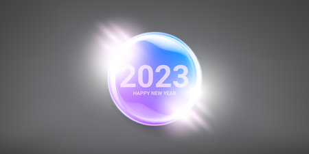 2023 Happy new year horizontal banner background and 2023 greeting card with text.のイラスト素材