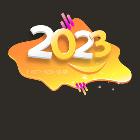 2023 Happy new year creative design background, greeting card and banner with text. Vector 2023 new year numbers isolated on black background.のイラスト素材