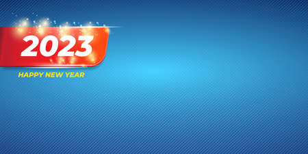 2023 Happy new year horizontal web banner background and 2023 greeting card, cover with text. vector...