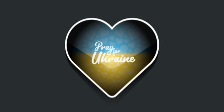 Pray for Ukraine banner with text and heart concept vector illustration. Pray Ukraine concept poster designのイラスト素材