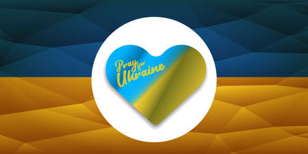 Pray for Ukraine banner with text and heart concept vector illustration. Pray Ukraine concept poster designのイラスト素材