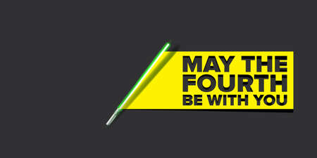 May the 4th be with you holiday greetings vector illustration with text on grey background. May the fourth be with you lettering.のイラスト素材