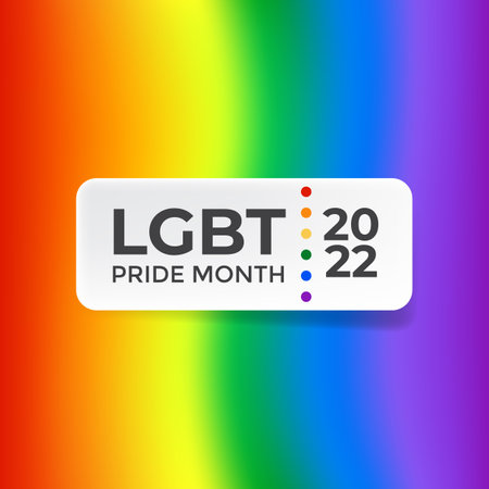Pride month 2022 square banner with gradient with pride colors flag. LGBTQ Pride month 2022 or pride day poster, flyer, banner modern style design template.のイラスト素材
