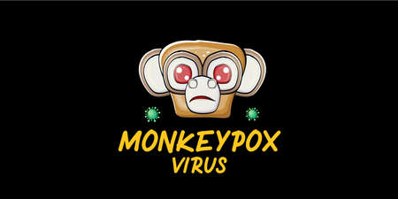 Funny Monkeypox virus horizontal banner for awareness and alert against disease spread, symptoms or...