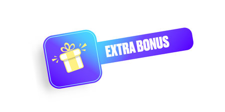 vector extra bonus horizontal banner design template with gift icon and button isolated on modern white background. Extra bonus or super gift label design templateのイラスト素材