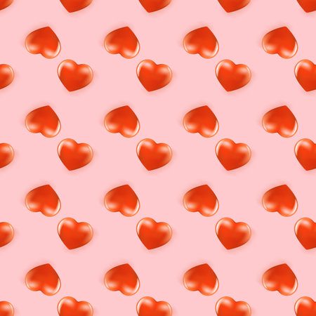 vector heart seamless pattern background with red layout. Beautiful cute wrapping paper design...