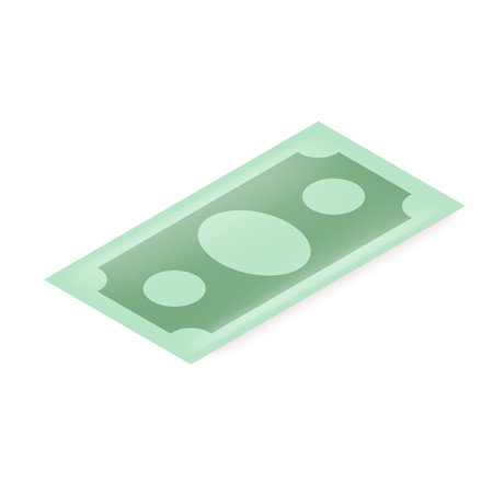 Vector green paper dollar banknote isolated on white background. Dollar icon design template with blank spaceのイラスト素材