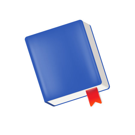 Vector blue book with red bookmark isolated on white background. Blue book sign and iconのイラスト素材