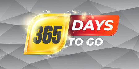 365 days to go countdown horizontal banner design template. 365 days to go sale announcement banner, label, sticker, icon, poster and flyer.のイラスト素材