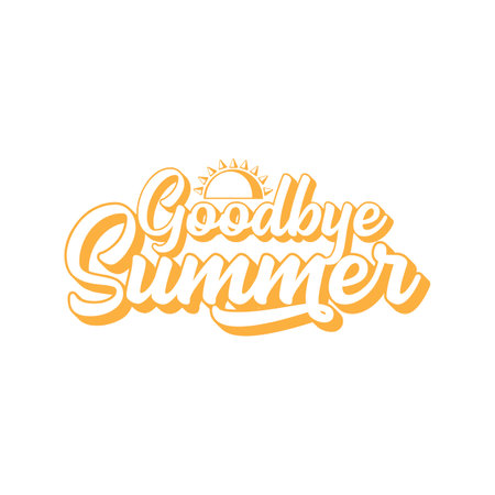 White goodbye summer vector concept text label or sticker isolated on white background. Goodbye summer concept illustrationのイラスト素材