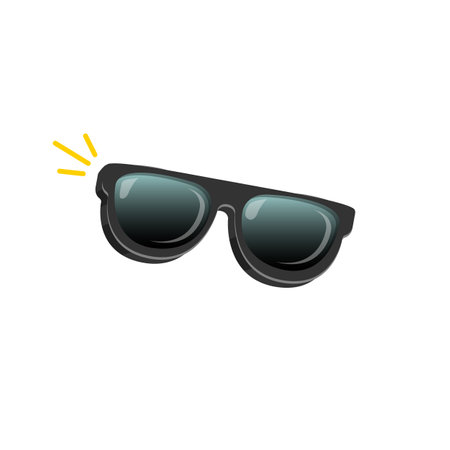 Black sunglasses with black lens isolated on white background. Cartoon funny kids pink summer sunglasses icon, label and sign. Cool hipster Sunglasses vector graphic illustrationのイラスト素材