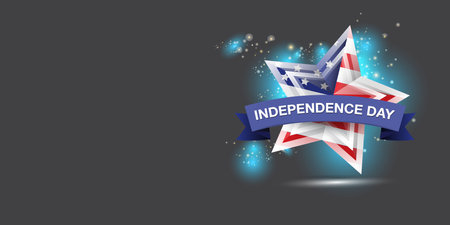 Independence Day USA Banner, background and Greeting Card with Star with usa flag. 4th of July United States Independence Day Celebration Design Vector Illustration. Independence day poster templateのイラスト素材