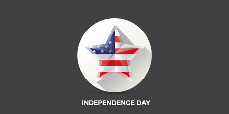 Independence Day USA Banner, background and Greeting Card with Star with usa flag. 4th of July United States Independence Day Celebration Design Vector Illustration. Independence day poster templateのイラスト素材