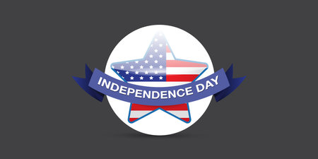Independence Day USA Banner, background and Greeting Card with Star with usa flag. 4th of July United States Independence Day Celebration Design Vector Illustration. Independence day poster templateのイラスト素材