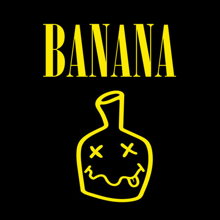 Banana nirvana funny print vector for t shirt. Smile. Rock n roll funny t shirt quote and design templateのイラスト素材