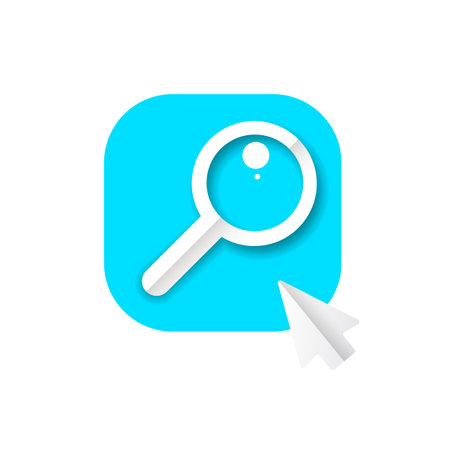 Magnifying glass or search icon button vector illustration. flat vector graphic loupe mobile app logo design template isolated on white background.のイラスト素材