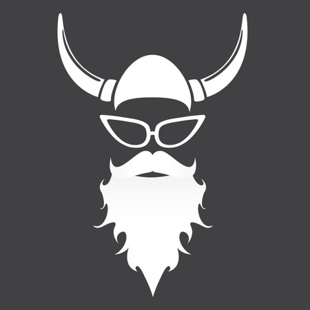 Santa Claus with beard vector illustration isolated on grey background. Christmas hipster poster for party or greeting card. Santa Hipster Claus. Vector merry christmas art design background.のイラスト素材