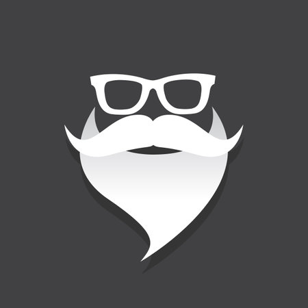 Santa Claus with beard vector illustration isolated on grey background. Christmas hipster poster for party or greeting card. Santa Hipster Claus. Vector merry christmas art design background.のイラスト素材