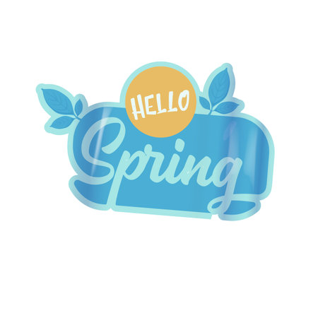 Hello spring label and sticker isolated on white. Hello spring and springtime sign, poster. vectorのイラスト素材