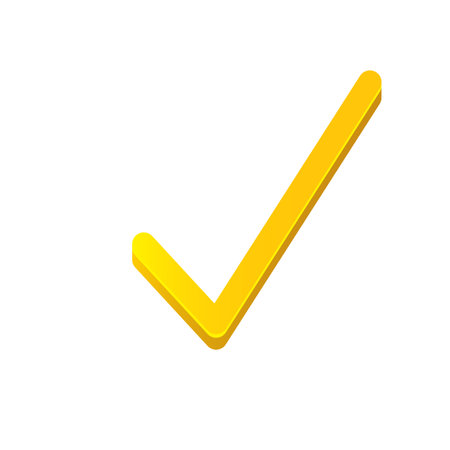 vector modern yellow and golden checkmark icon isolated on transparent background. Gold Check mark png clip art sign and symbolのイラスト素材