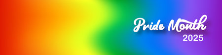 2025 LGBT Pride: Minimalist Rainbow Banner with text, Modern Graphic Design for Pride Month Announcements and Digital Contentのイラスト素材