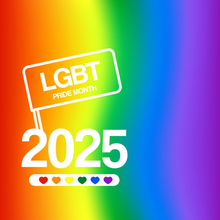 Pride month 2025 square banner with gradient with pride colors flag. LGBTQ Pride month 2025 or pride day poster, flyer, banner, logo modern style design template.のイラスト素材