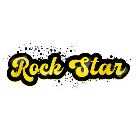 Rock star text vector print for t shirt isolated Retro paperrock star label png stickers for collage and t shirt print. Rockstar sign, symbol and iconのイラスト素材