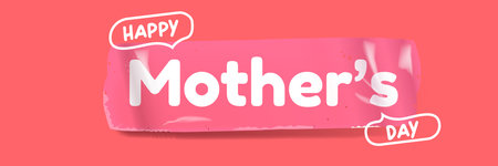 happy Mothers DAY groovy aesthetic sticker design isolated on pink. Mothers day motto sticker, tag, retro label, banner, ribbon, label png with quote. National mom dayのイラスト素材