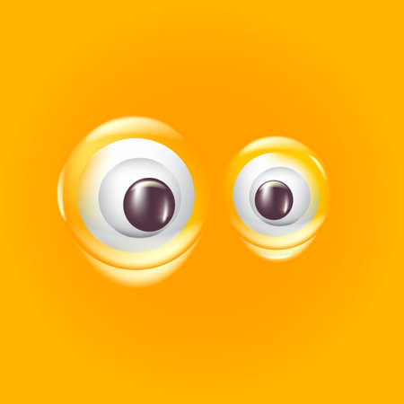 vector cartoon monster eyes isolated on orange backgroundのイラスト素材