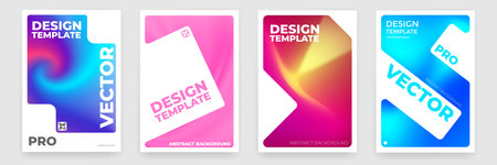 Simple poster design template with abstract geometric shapes and vector fluid gradient. Business backdrop and Layout for flyer, poster, banners and covers design. Geometric modern style posters setのイラスト素材