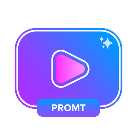 AI video generator icon with screen, play button isolated on white background. Text to video ai bot logo. Artifical intelligence video maker modern symbol and iconのイラスト素材