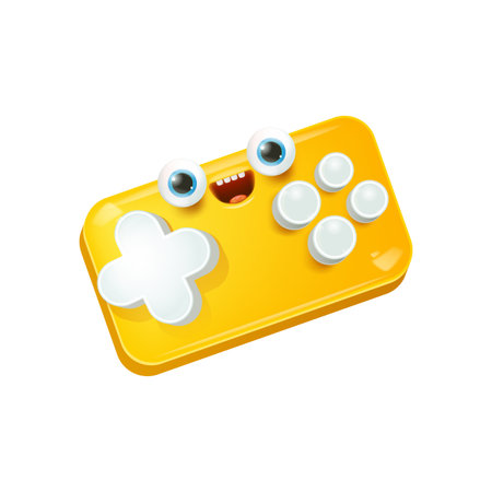 Funny monster gamepad cartoon character isolated on white ,vector illustration. cute cartoon game...