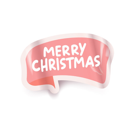 Merry Christmas pink sticker vector design, creative holiday typography, modern festive graphic art for cards, invitations, social media banners, and seasonal decorations.のイラスト素材