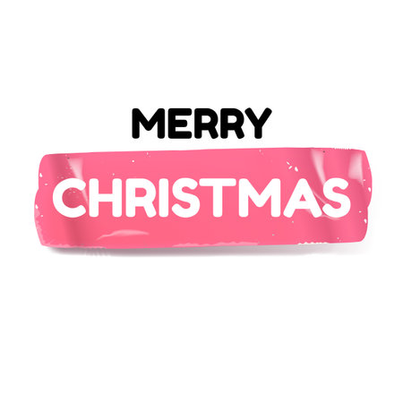 Merry Christmas pink sticker vector design, creative holiday typography, modern festive graphic art for cards, invitations, social media banners, and seasonal decorations.のイラスト素材