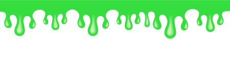 Green slime vector seamless border, dripping liquid texture on a white background, creative graphic design for halloween, kids party, games, apps, websites, and fun spooky decorationsのイラスト素材