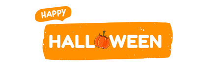 happy halloween retro groovy aesthetic sticker design isolated on white background. Happy halloween text motto sticker, tag, retro label, banner, ribbon, label png with quote. Halloween text bannerのイラスト素材