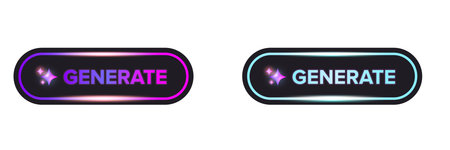 AI Generate glossy button vector icon, futuristic neon glow design for a website or application, creative user interface element, Artificial intelligence generate buttonのイラスト素材