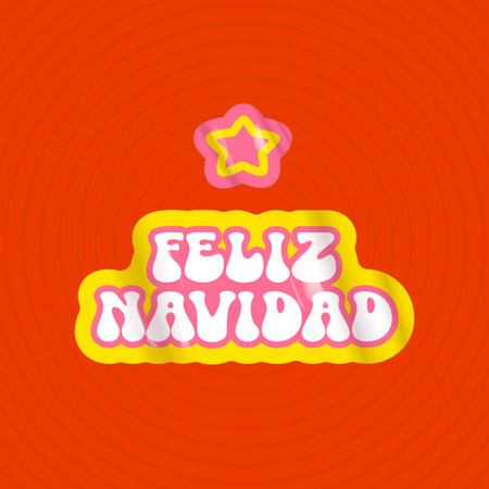 Feliz Navidad Merry Christmas in Spanish quote red square banner vector design, creative holiday typography, modern festive graphic art for cards, invitations, social media banners, and decorations.のイラスト素材