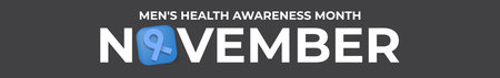 November Mens Health awareness month wide text banner with blue ribbon icon. Blue November is prostate cancer awareness month. november mens health month wide bannerのイラスト素材