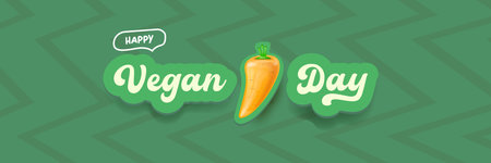 World Vegan day 1 November banner design template with carrot. Vegan day green geometric banner with text and vegetable. Go Vegan. Green abstract geometric background.のイラスト素材