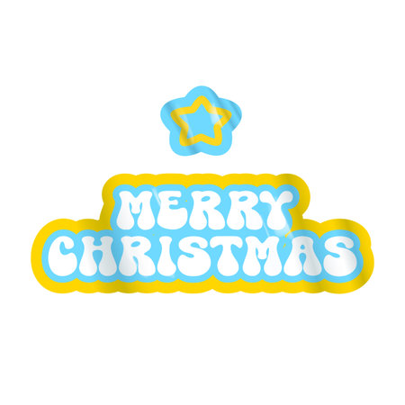 Merry Christmas blue sticker vector design, creative holiday typography, modern festive graphic art for cards, invitations, social media banners, and seasonal decorations. Merry Christmas textのイラスト素材