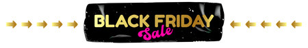 Black Friday SALE gold and black wide text banner. black friday Price sale sticker, sale sticker, price tag, retro label, sale or discount sticker, promotional badge set, shopping label pngのイラスト素材
