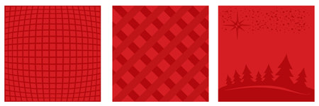 Red Christmas geometric background collection. Merry Christmas poster, social media post layout, quiz backdrop, square banner design template setのイラスト素材