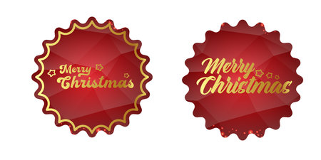 Merry Christmas golden text quote red sticker set with golden text vector design, creative holiday typography, modern festive graphic art for cards, invitations, social media bannersのイラスト素材