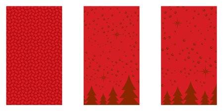 Red Christmas geometric vertical background collection. Merry Christmas vertical poster, social media post stories layout, quiz backdrop, square banner design template setのイラスト素材