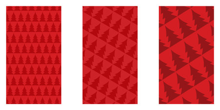 Red Christmas geometric vertical background collection. Merry Christmas vertical poster, social media post stories layout, quiz backdrop, square banner design template setのイラスト素材