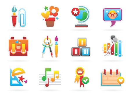 beautiful school iconsのイラスト素材