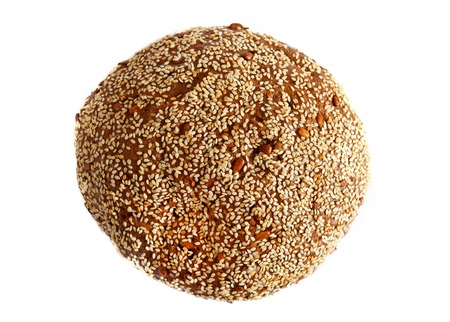 Bread with sesame seeds. Isolated