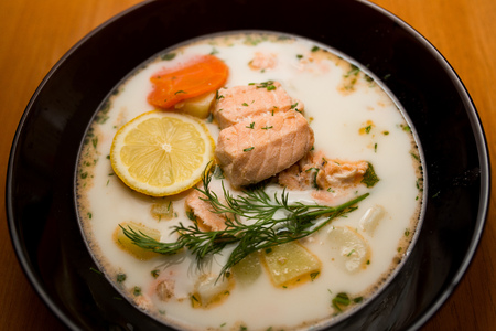 Finland fish soup with salmonの写真素材